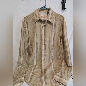 Robert Graham Dress Shirt mens Sz L cotton embroidered EUC